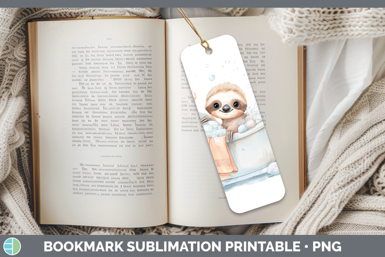 Sloth Bathtub Bookmark Sublimation Design