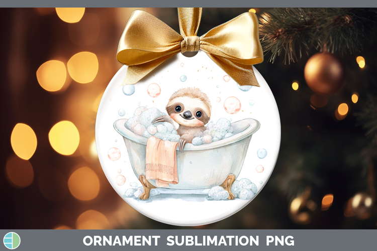 Sloth Bathtub Ornament Sublimation Design