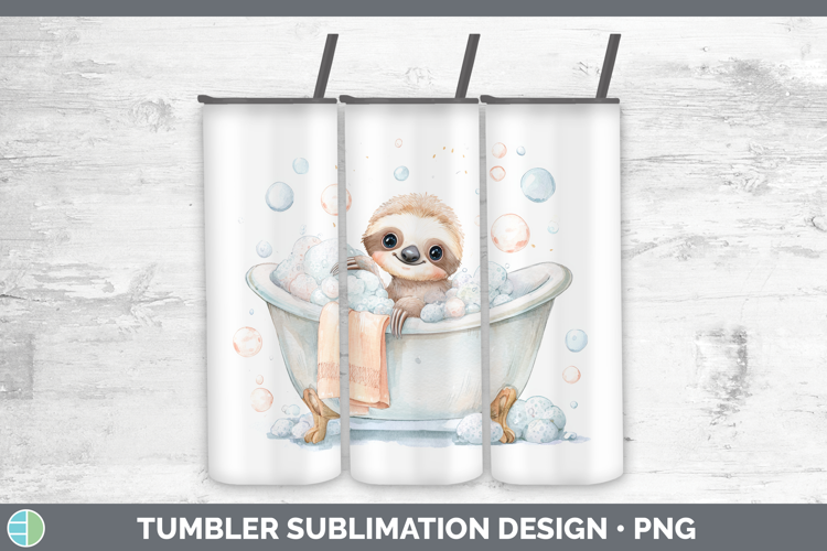 Sloth Bathtub Tumbler Sublimation Design