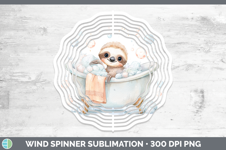 Sloth Bathtub Wind Spinner Sublimation Design