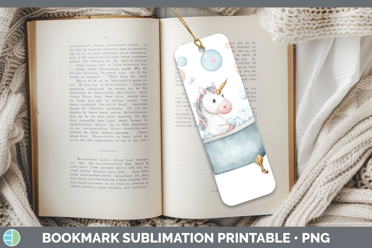 Unicorn Bathtub Bookmark Sublimation Design