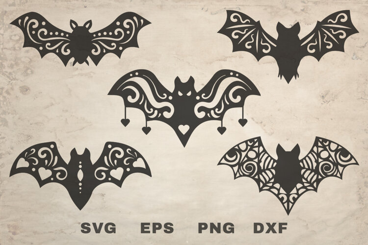 Vintage Gothic Bats SVG example image 1