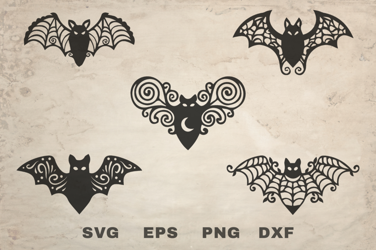 Floral Gothic Bats SVG