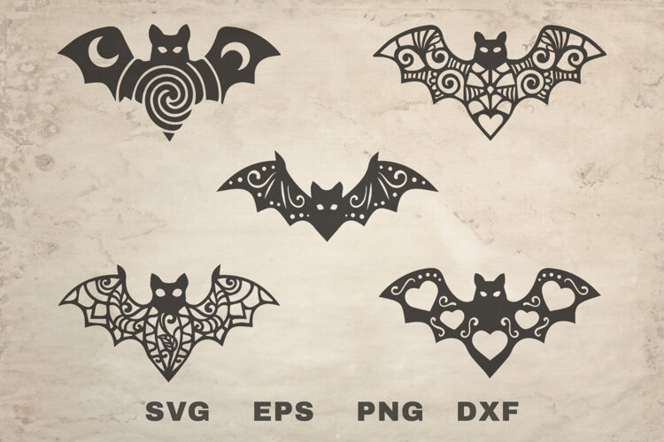 Ornamental Halloween Bats SVG example image 1