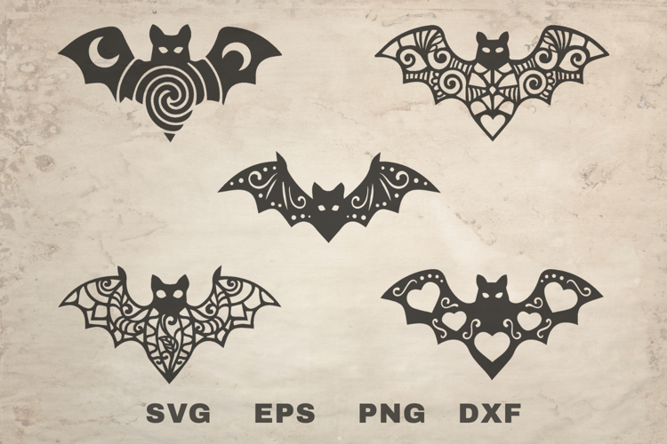 Ornamental Halloween Bats SVG