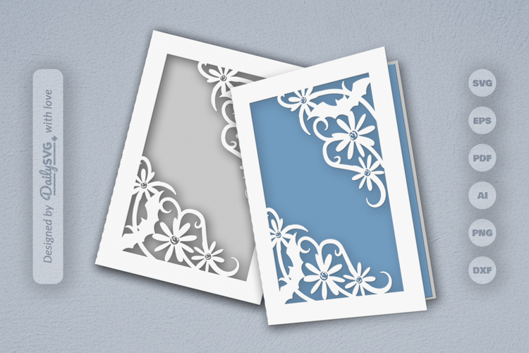 Bats and Floral Greeting Card Papercut SVG