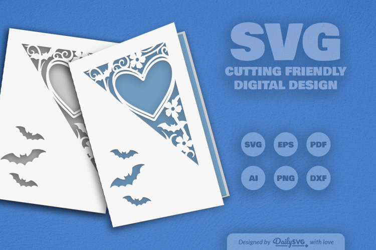 Bats and Floral Greeting Card Papercut SVG