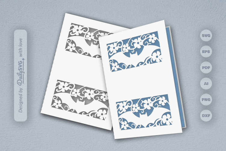 Bats and Floral Greeting Card Papercut SVG