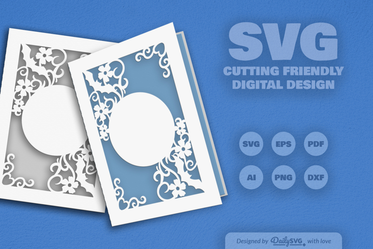 Bats and Floral Greeting Card Papercut SVG