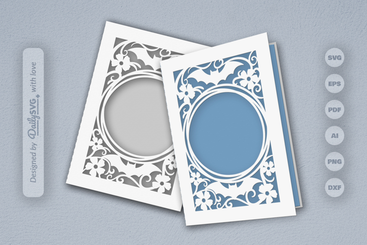 Bats and Floral Greeting Card Papercut SVG