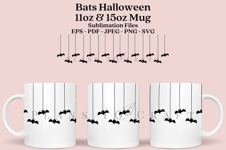 Bats Halloween 11&15oz Mug Sublimation Wrap