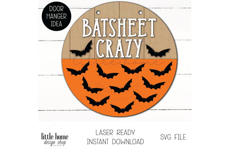 Bats Halloween Sign, Halloween Door Hanger Laser File