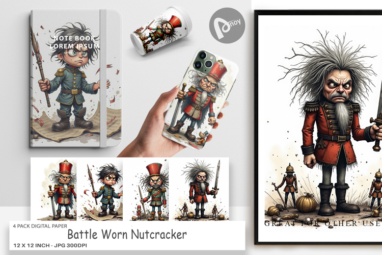 Digital Paper Battle Worn Nutcracker