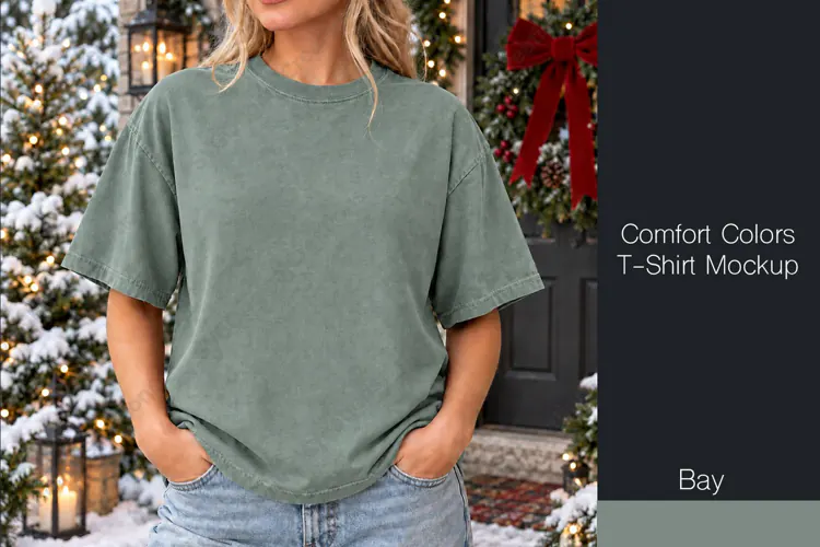 Comfort Colors 1717 t-shirt mockup - Bay Color