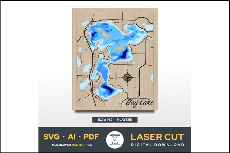 Bay Lake 3D layered map svg