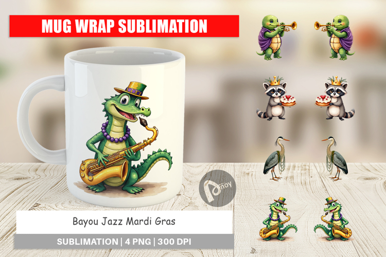 Bayou Jazz Mardi Gras Mug Wrap