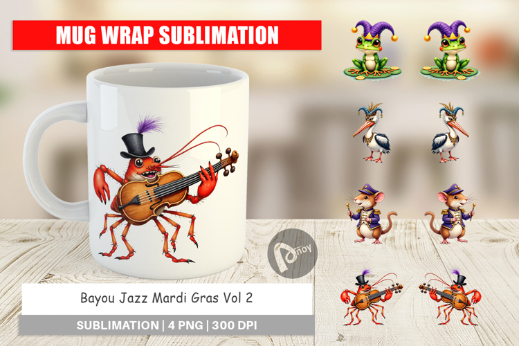 Bayou Jazz Mardi Gras Mug Wrap