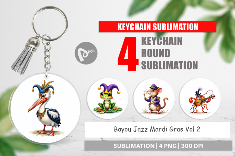 Bayou Jazz Mardi Gras Keychain