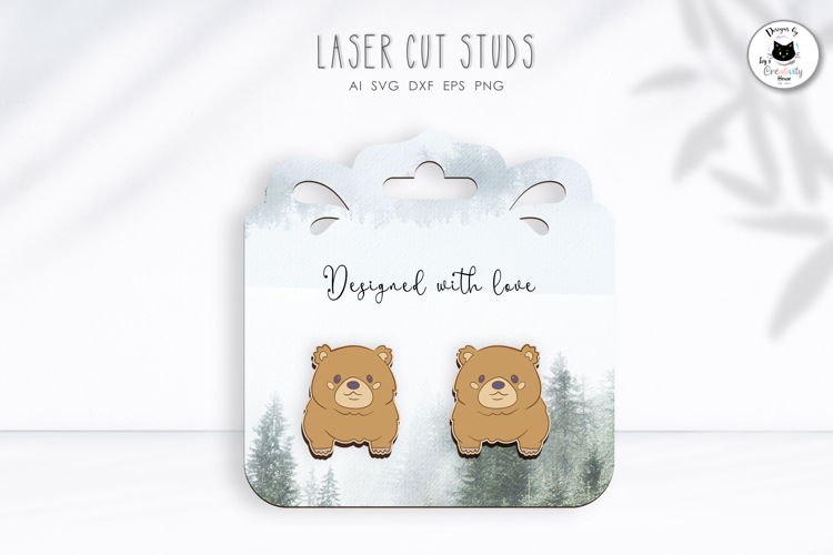 Grizzly Bear Stud Earrings | Animal Laser Cut Earrings