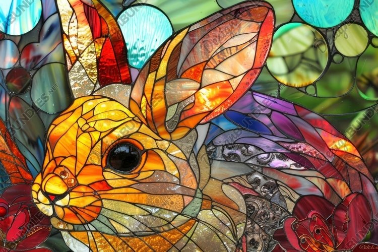 Stained Glass Rabbit Background Wallpaper