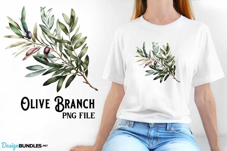 Olive branch, png file, watercolor design