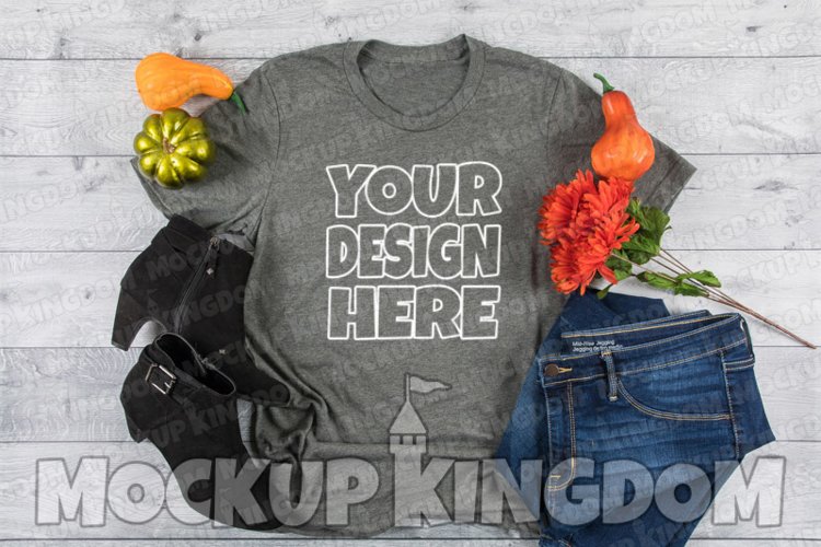 Unisex Crew Neck Shirt Mockup, Bella Canvas Mockup example image 1