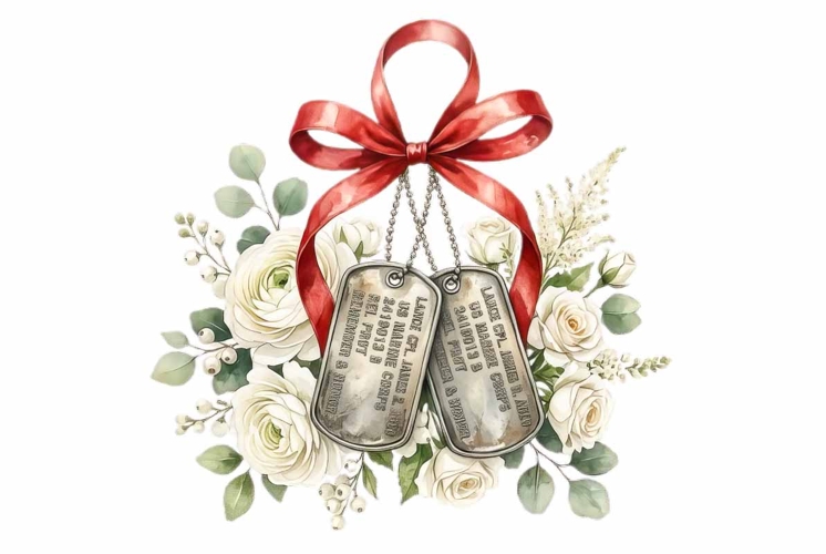 Watercolor military dog tags, Memorial Day clipart