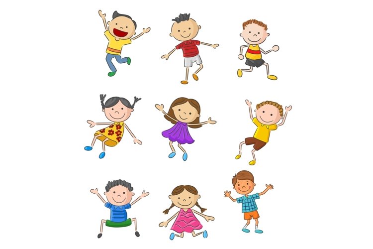Set of Twenty-six Cartoon Little Kids Character