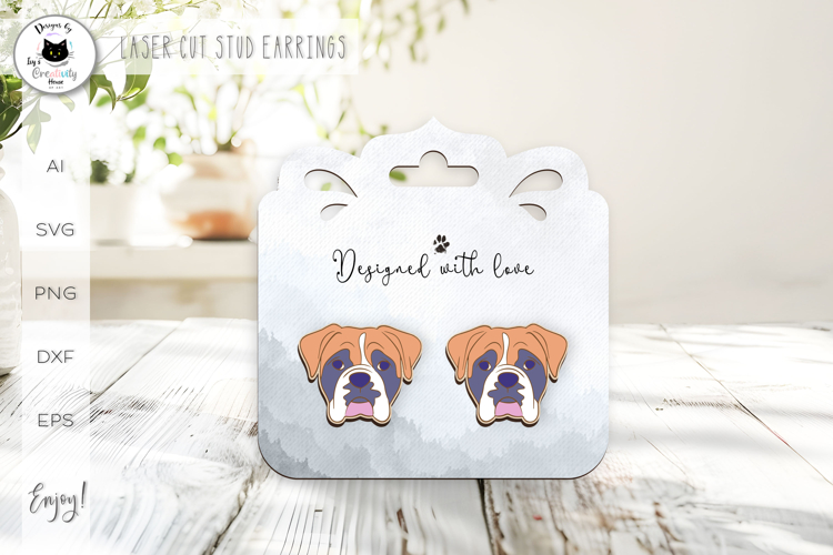 Boxer Stud Earrings | Dog Laser Cut Earrings
