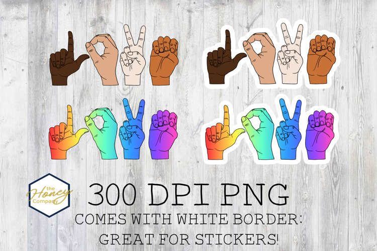 Sign Language Sublimation PNG Skin Tone Rainbow Clipart