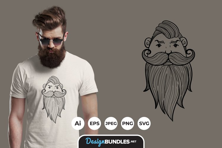 Man with Beard Illustrations for T-Shirt Design example image 1