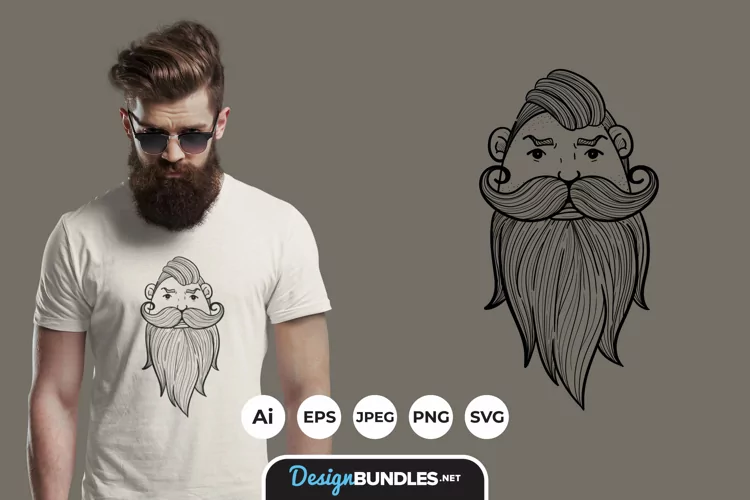 Man with Beard Illustrations for T-Shirt Design