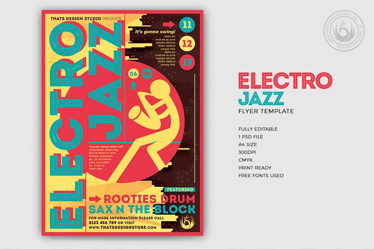 Electro Jazz Flyer Template (108116) Flyers Design Bundles