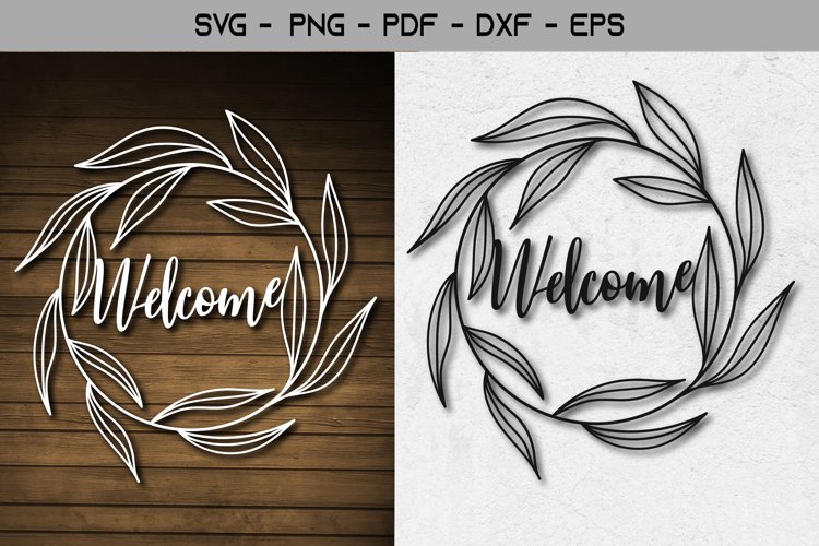 Welcome Frame Papercut Template SVG Design example image 1