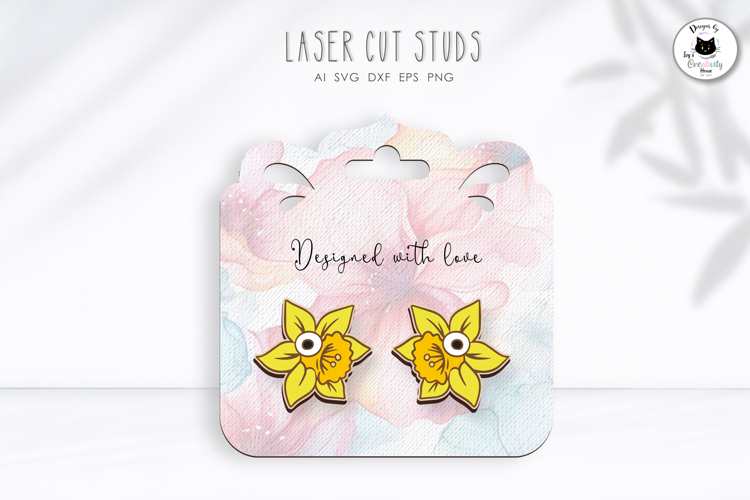 Daffodil Flower Stud Earrings | Laser Cut Spring Earrings