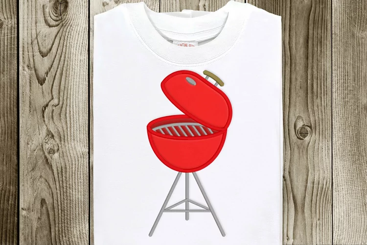 Charcoal BBQ Grill Applique Embroidery