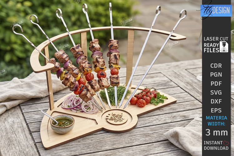 Wooden BBQ Serving Tray Laser Cut | Serving Tray | Outdoor