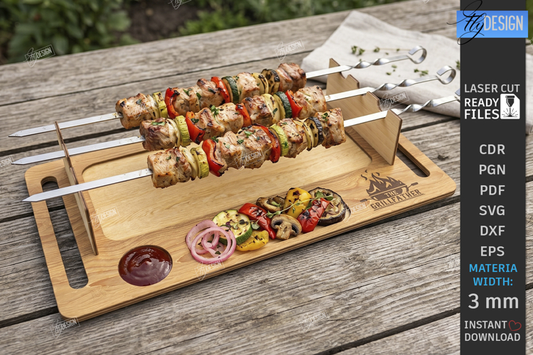 Wooden BBQ Serving Tray Laser Cut | Serving Tray | Outdoor