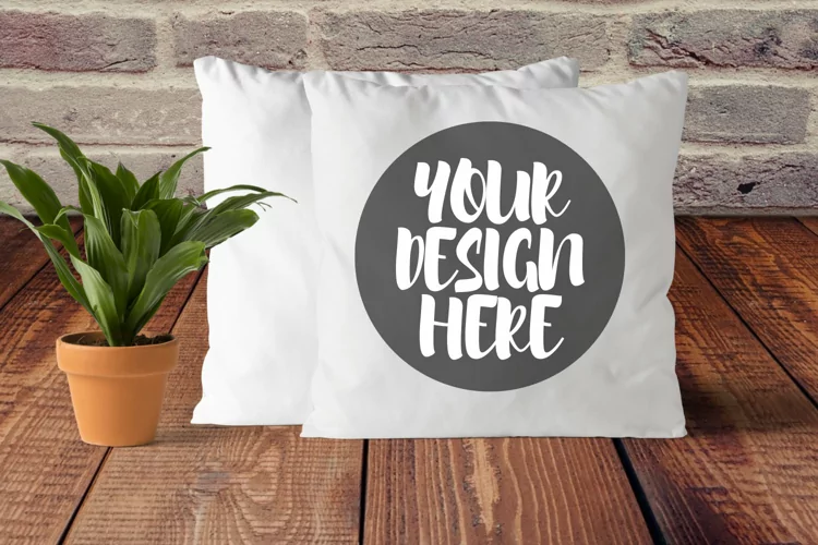 White Square Pillow Mockup|2160x1440px