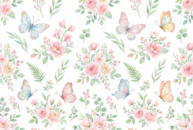 Watercolor seamless repeat pattern Mothers Day