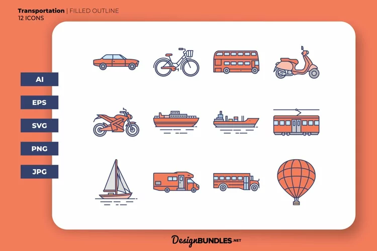 Transportation Filled Outline Style| Icons