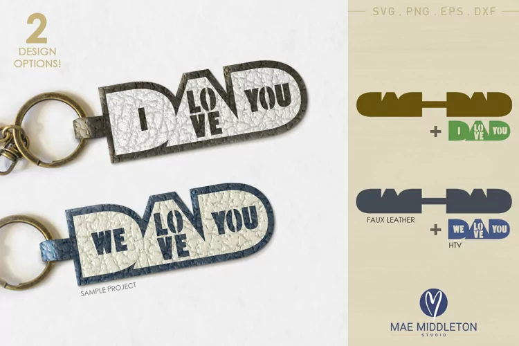 Love you Dad | Faux Leather Keychain Template