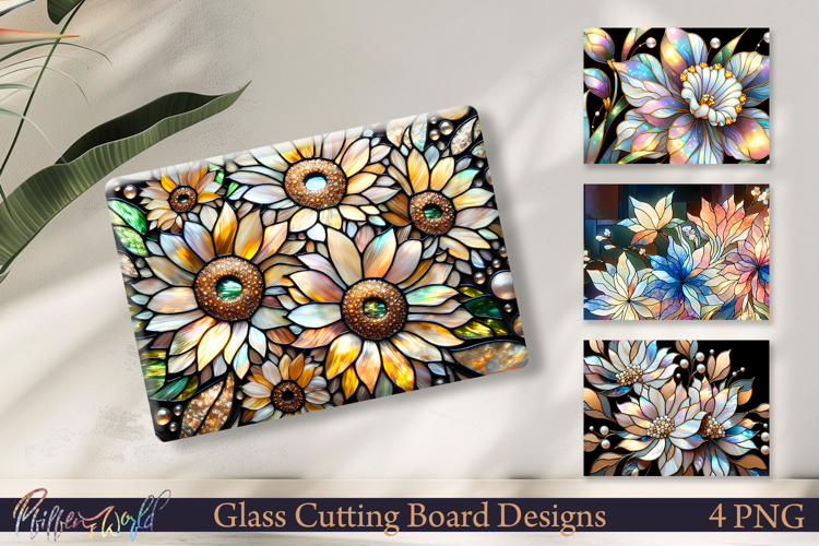 Romantic Flowers Stained Glass Cutting Boards | Sunflowers