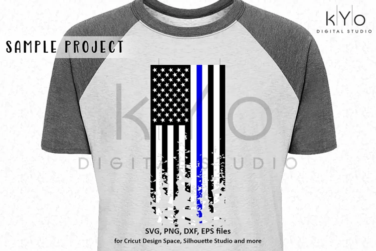 Thin Blue Line Distressed US Flag svg file