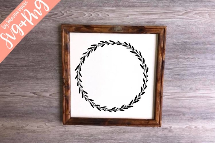 Handdrawn Leafy Wreath SVG/PNG example image 1