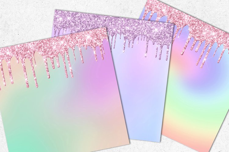 Rainbow Ombre Glitter Drips Digital Paper