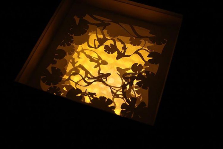 126 KOI Fish, 3d paper cut lightbox template example image 1