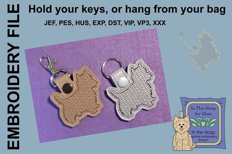 ITH Tiny Dog Key Fob - Embroidery Design example image 1