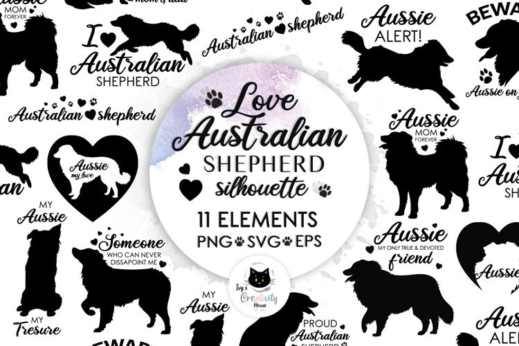 Love Australian Shepherd Dog SVG | Silhouette Dog Clipart example image 1