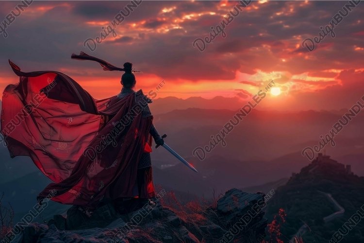 Majestic view of a warrior in traditional armor standing ato example image 1